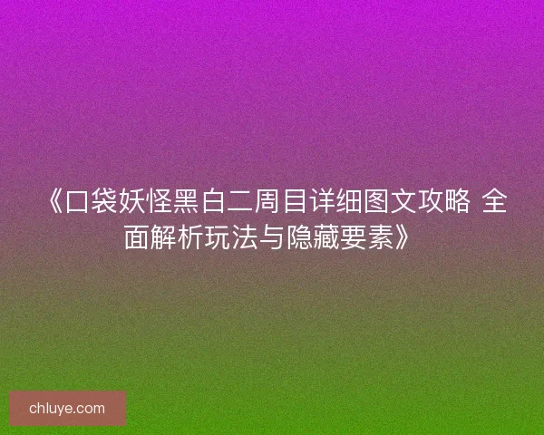 《口袋妖怪黑白二周目详细图文攻略 全面解析玩法与隐藏要素》