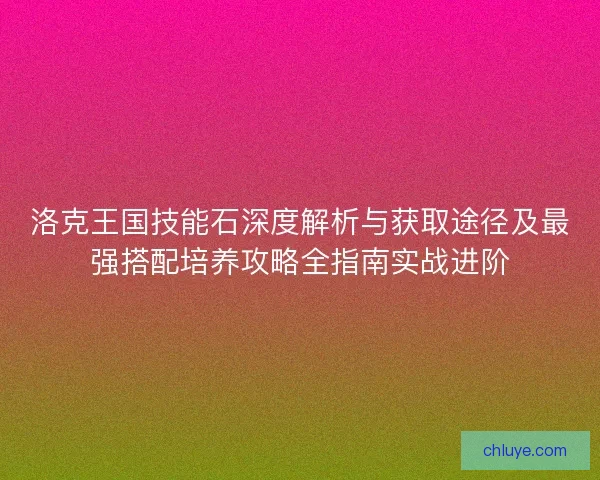 洛克王国技能石深度解析与获取途径及最强搭配培养攻略全指南实战进阶