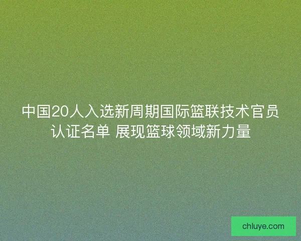 中国20人入选新周期国际篮联技术官员认证名单 展现篮球领域新力量