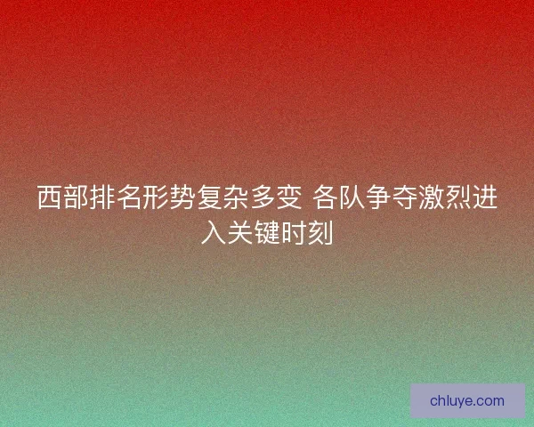 西部排名形势复杂多变 各队争夺激烈进入关键时刻