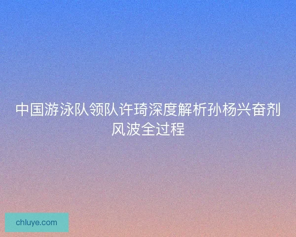 中国游泳队领队许琦深度解析孙杨兴奋剂风波全过程